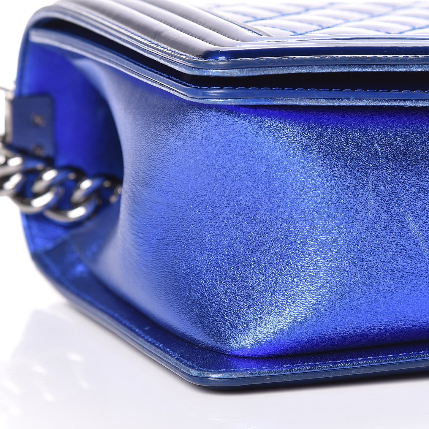 Metallic Patent Calfskin New Medium Boy Flap Blue