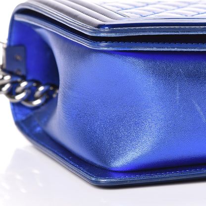Chanel Metallic Patent Calfskin New Medium Boy Flap Blue 9 of 17