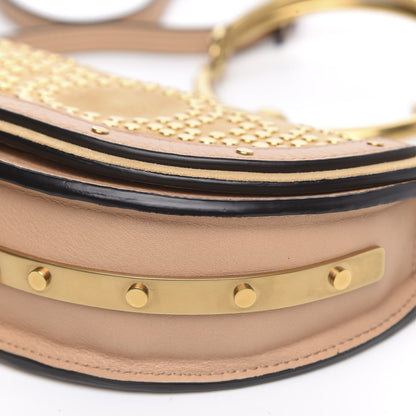 Chloe Suede Calfskin Constellation Studded Small Nile Bracelet Minaudiere Bag Blush Nude 8 of 9