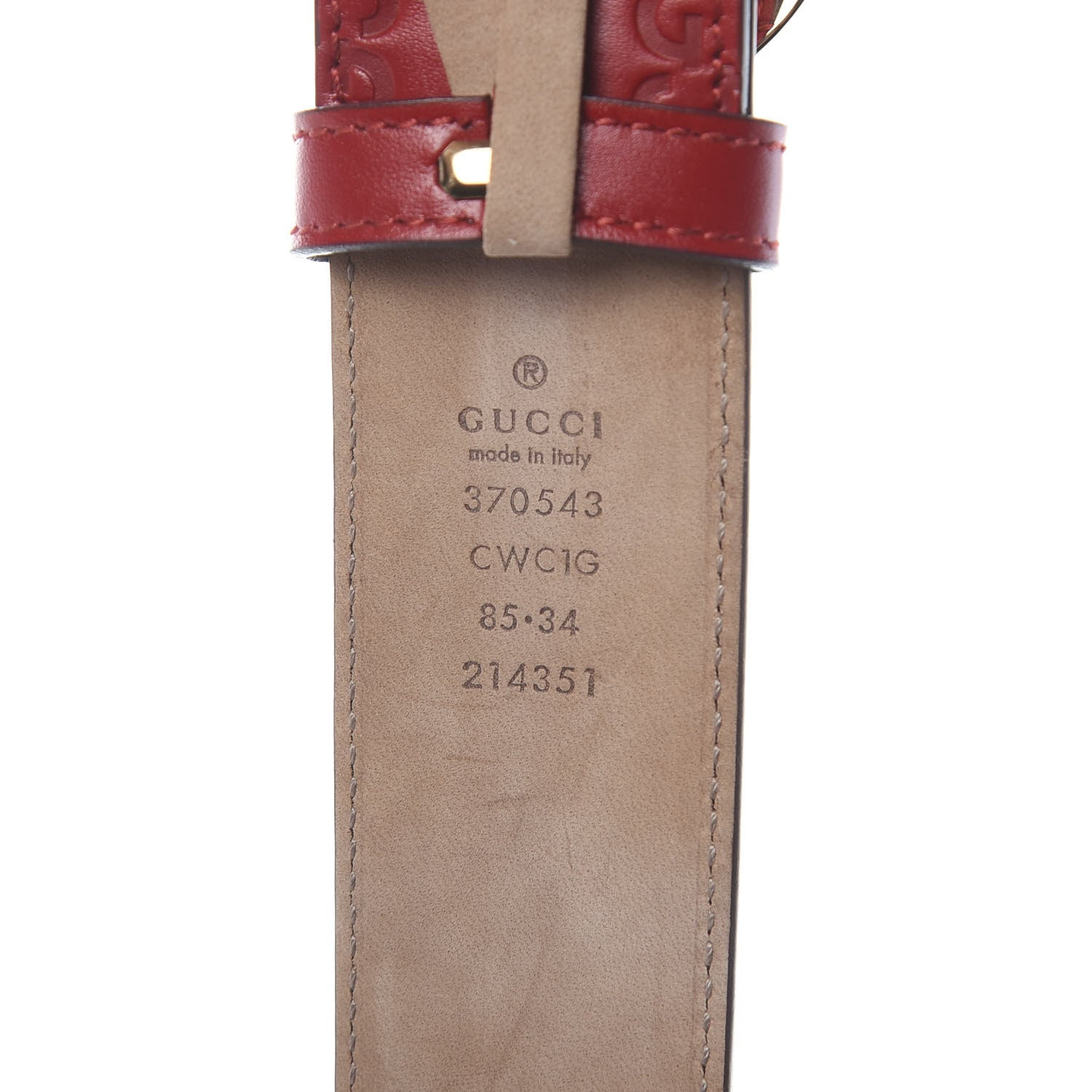 Gucci Guccissima Signature Interlocking G 37mm Belt 95 38 Hibiscus Red 5 of 5