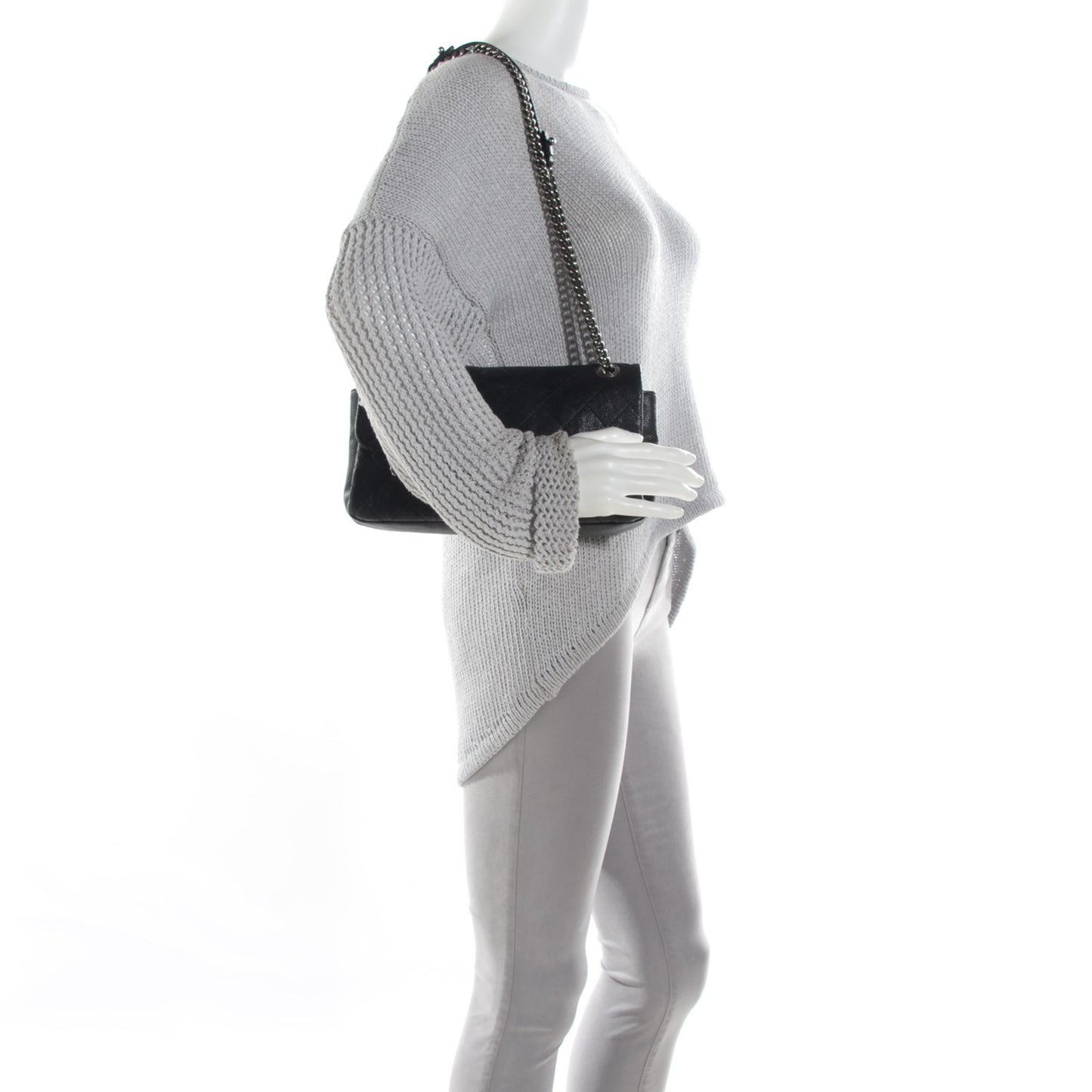 Caviar Stitch Medium Simply CC Flap Black