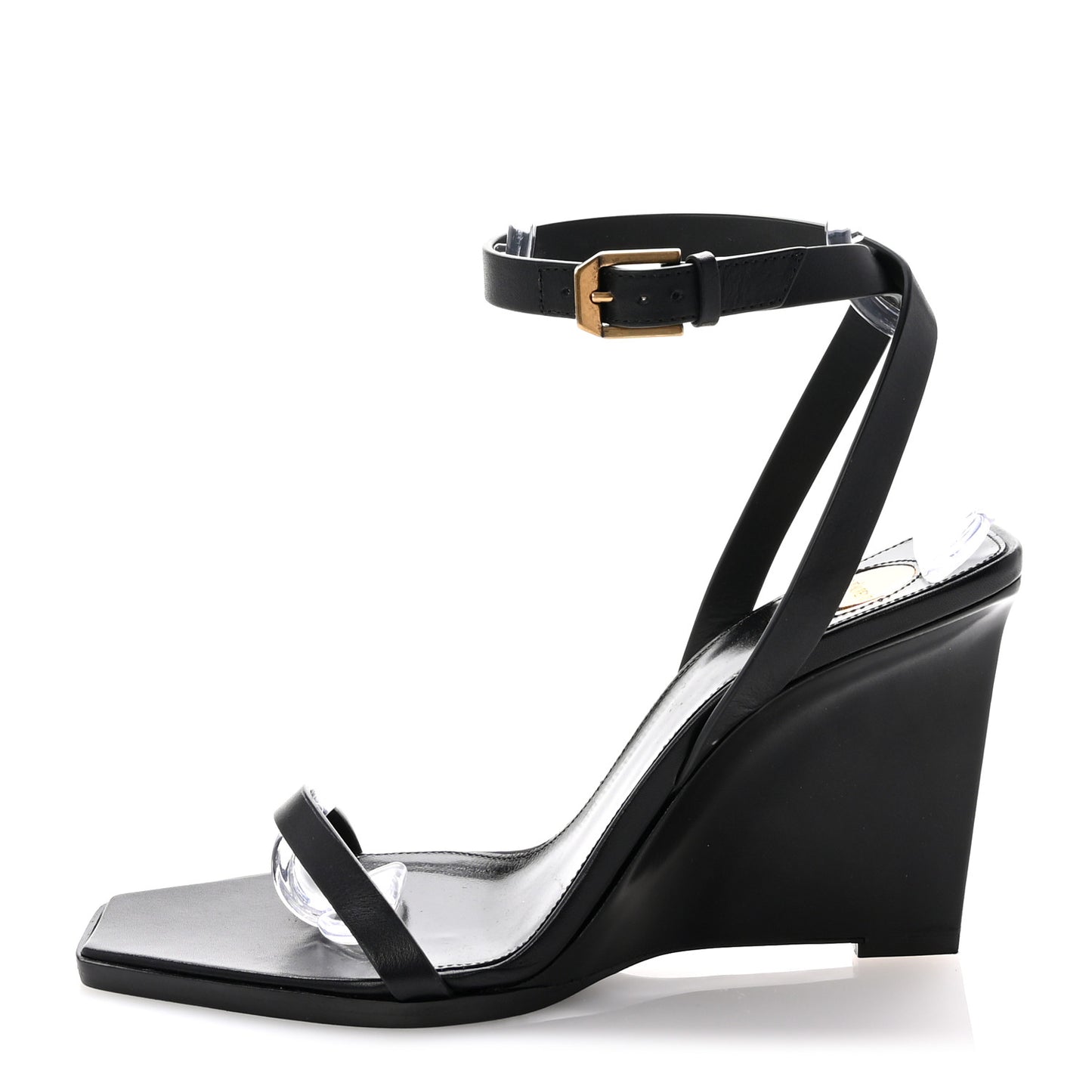 Calfskin Maine Liscio May 90 Wedge Sandals 38 Black