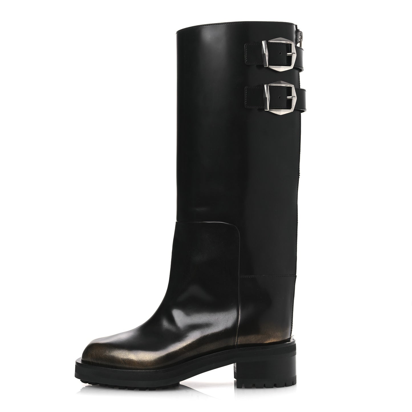 Burnished Brushed Calfskin Brooklyn 50 Boots 36.5 Black Gold