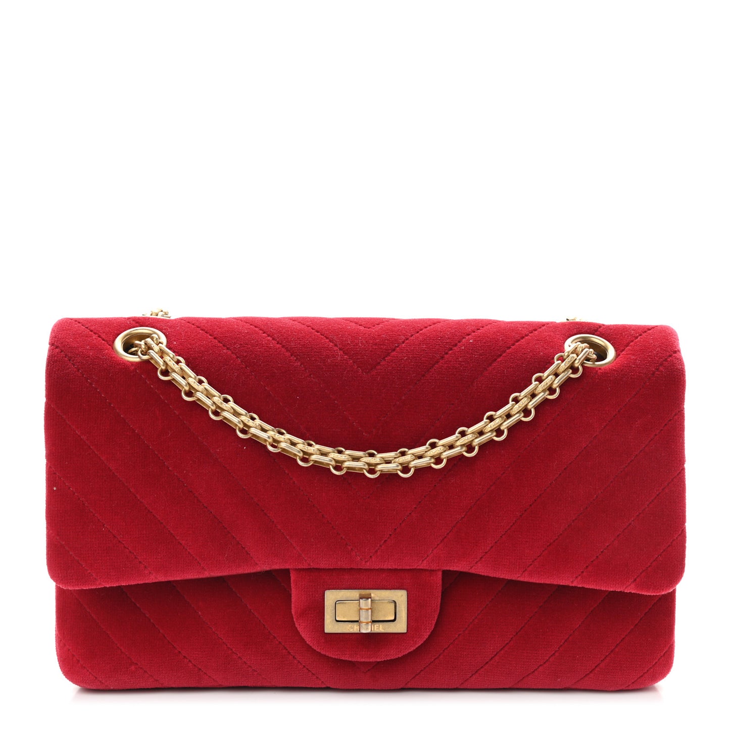 Velvet Chevron Quilted 2.55 Reissue 225 Flap Red
