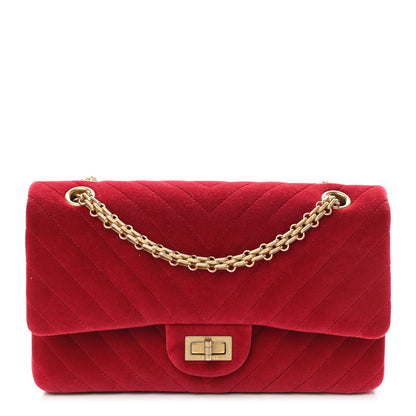 Chanel Velvet Chevron Quilted 2.55 Reissue 225 Flap Red 1 of 13