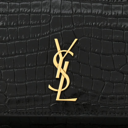Saint Laurent Crocodile Embossed Monogram Phone Holder Crossbody Black 8 of 11