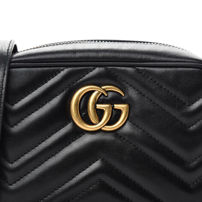 Gucci Calfskin Matelasse Mini GG Marmont Chain Shoulder Bag Black 10 of 11