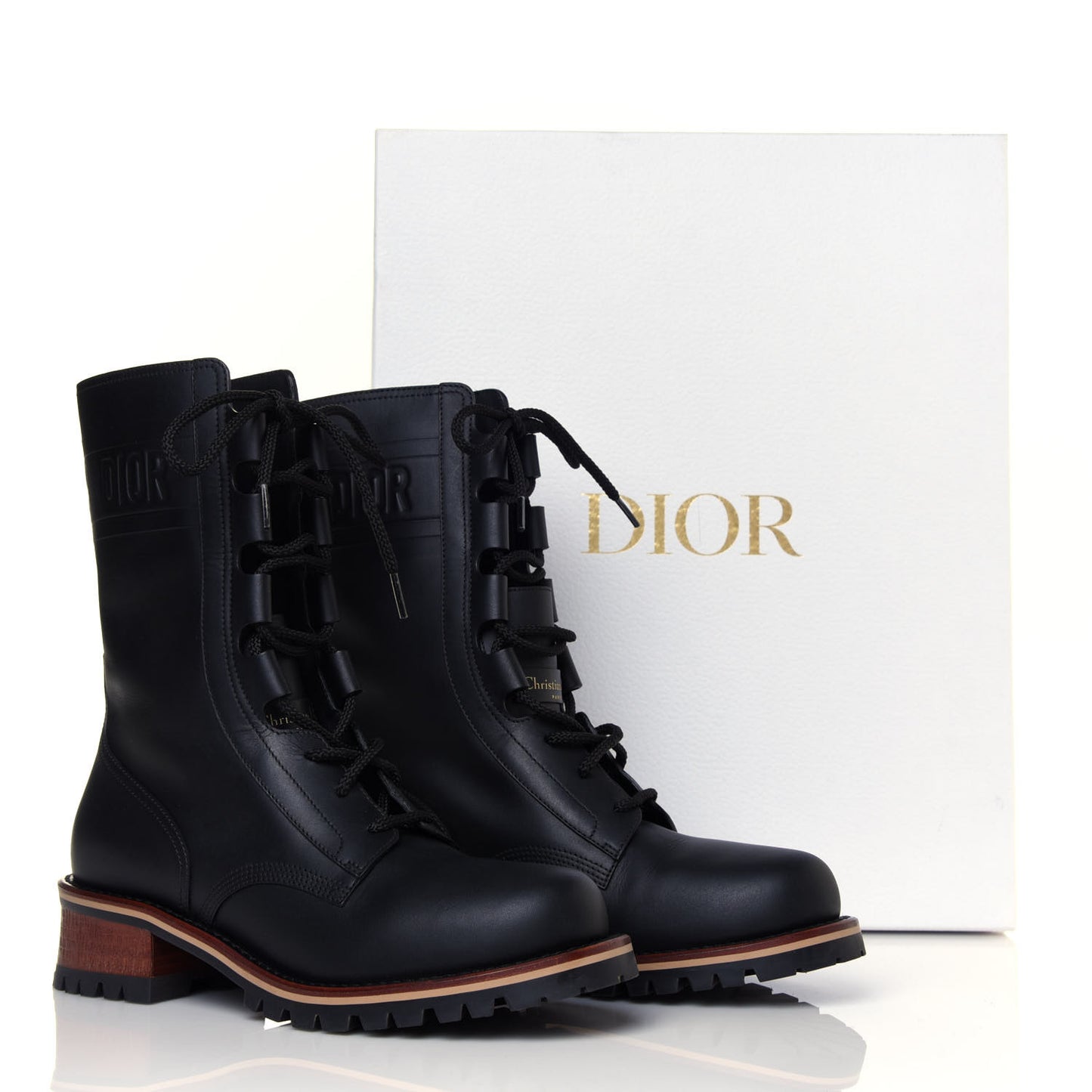 Calfskin Dior Quest 35mm Hiking Boots 38.5 Black