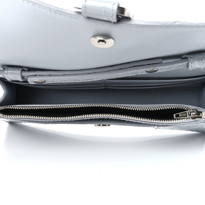 Balenciaga Shiny Calfskin Crocodile Embossed Hourglass Chain Bag Grey 5 of 11