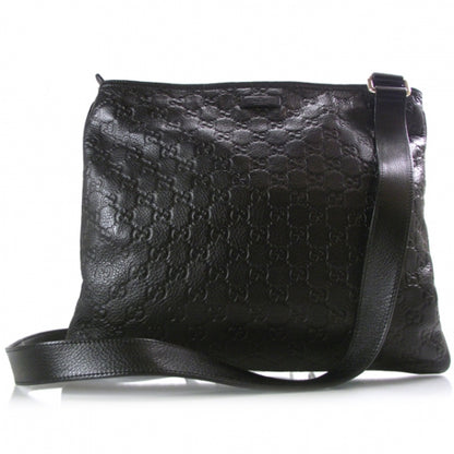 Gucci Guccissima Flat Messenger Bag Black 1 of 11