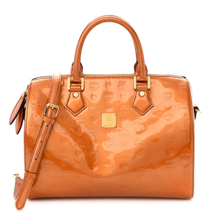 MCM Patent Monogram Boston Bag Bronze 1 of 11