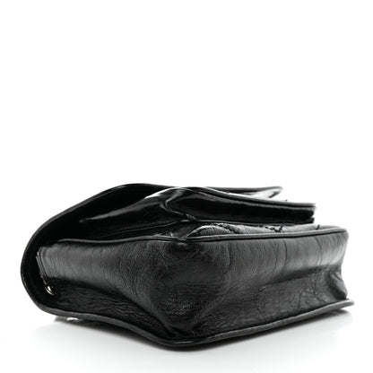 Saint Laurent Crinkled Lambskin Matelasse Monogram Baby Niki Chain Satchel Black 4 of 11