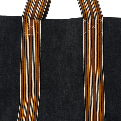 Loro Piana Denim Cotton Canvas The Suitcase Stripe Tote Blue 7 of 12
