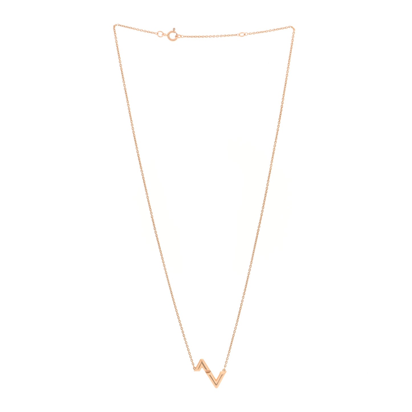 18K Yellow Gold LV Volt Upside Down Pendant Necklace