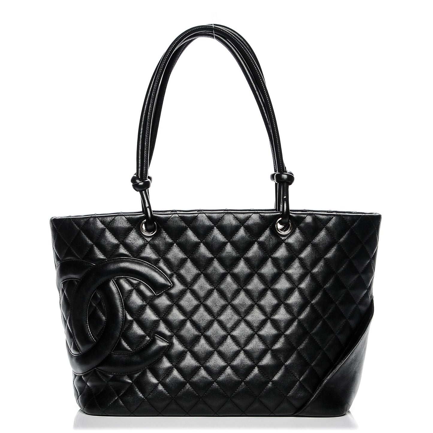 Calfskin Quilted Large Cambon Tote Black