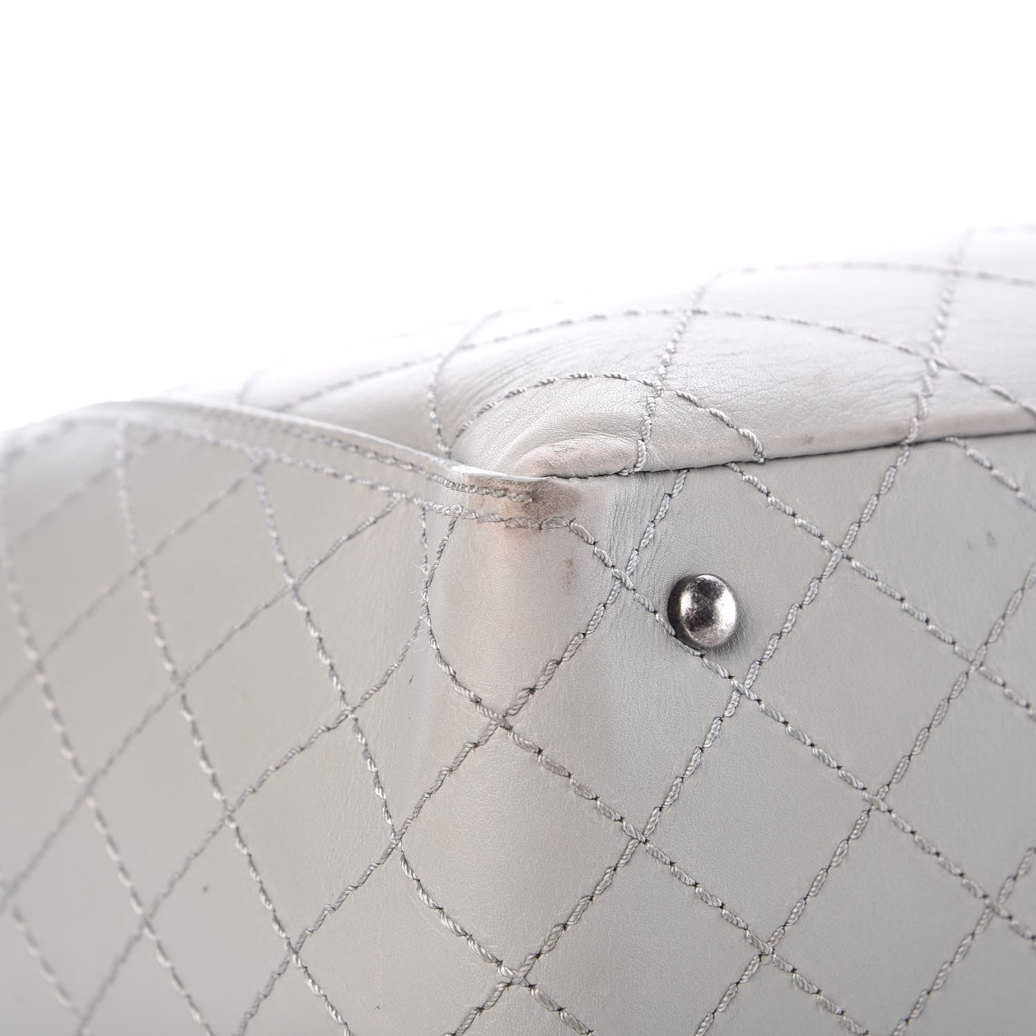 Chanel Calfskin Stitched Medium Shopping Tote Grey 11 of 16