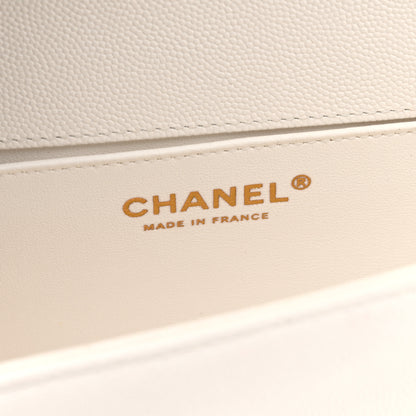Chanel Caviar Chevron Quilted Medium Boy Flap White 6 of 12