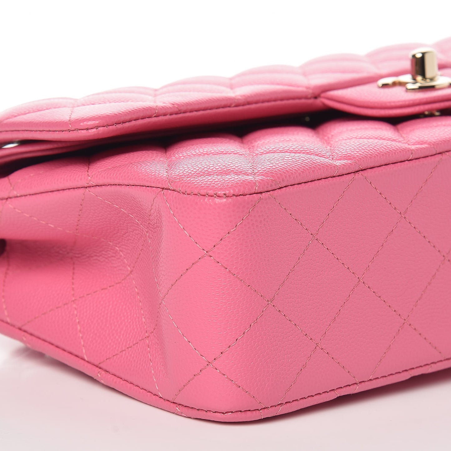 Caviar Quilted Medium Double Flap Pink