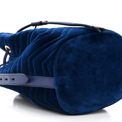 Gucci Velvet Matelasse GG Marmont Bucket Bag Cobalt Blue 9 of 10