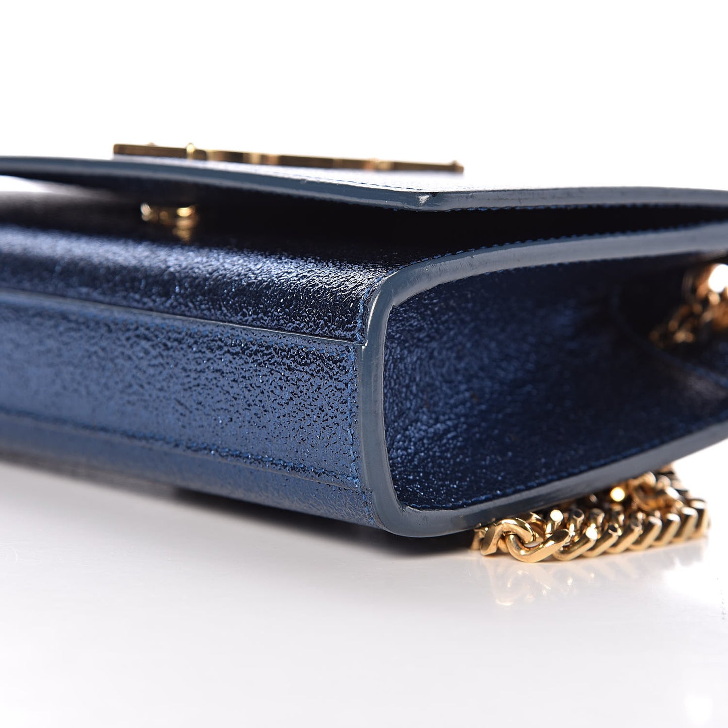 Metallic Calfskin Small Monogram Kate Satchel Navy