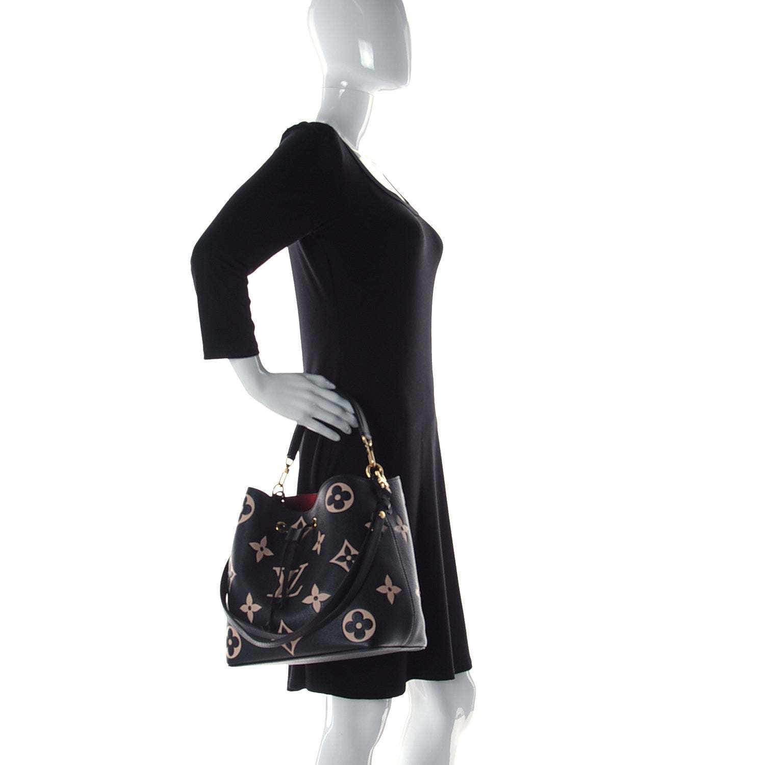 Louis Vuitton Empreinte Monogram Giant Neonoe MM Black Beige 2 of 10