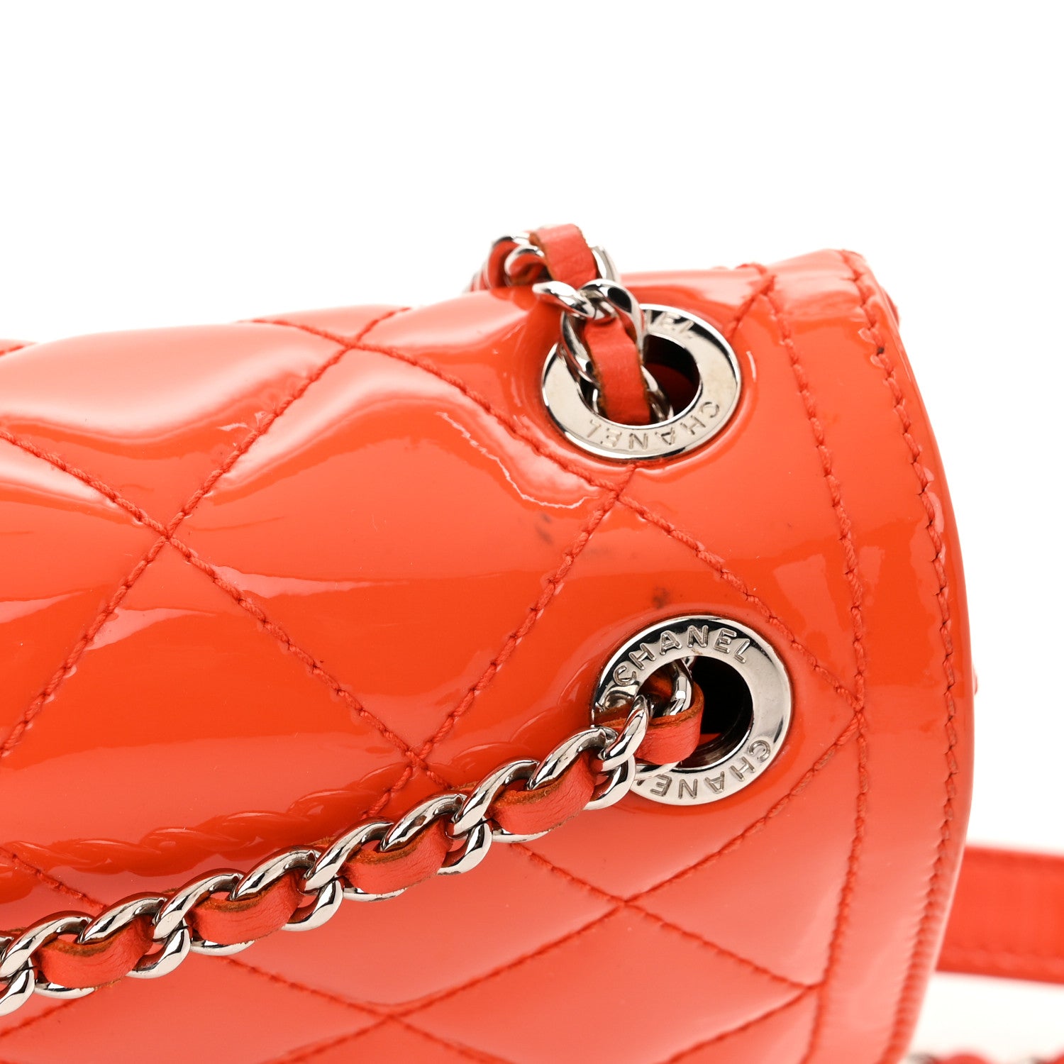 Chanel Patent Quilted Small Coco Shine Flap Orange 11 of 12