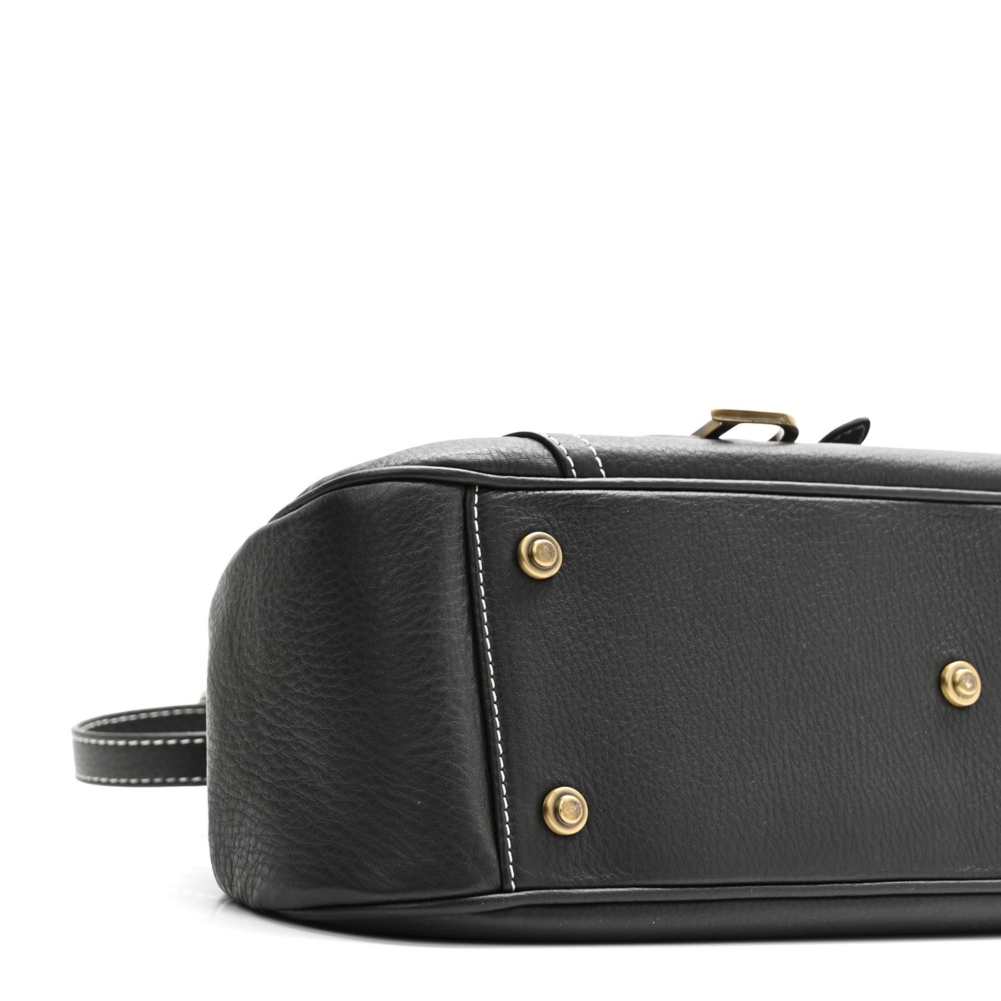 Calfskin Saddle Top Handle Satchel Black