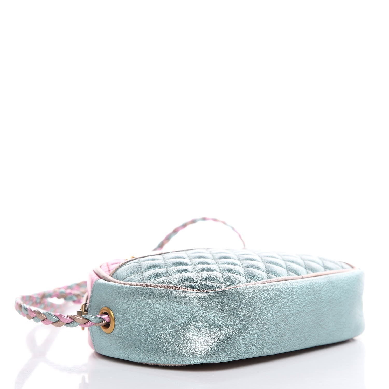 Gucci Laminated Nappa Trapuntata Mini Zumi Dome Shoulder Bag Rosa Lago Rame 4 of 9