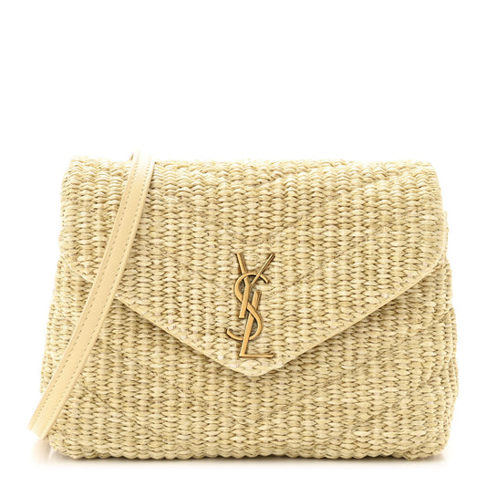 Raffia Monogram Toy Loulou Chain Satchel Naturale