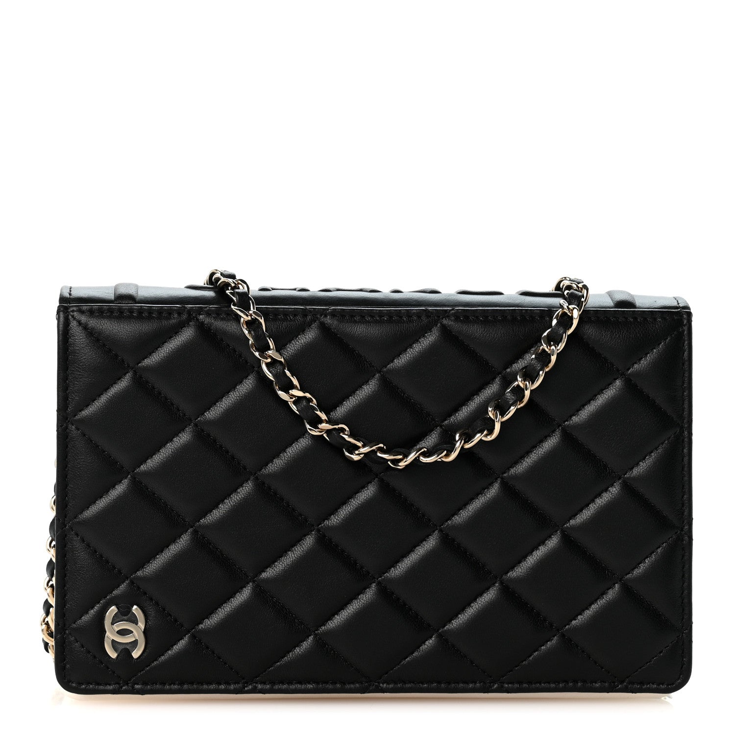 Chanel Lambskin Quilted Book Wallet On Chain WOC Black 1 of 12