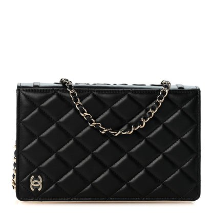 Chanel Lambskin Quilted Book Wallet On Chain WOC Black 1 of 12