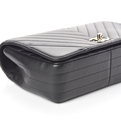 Chanel Calfskin Chevron Quilted Statement Flap Black 9 of 10