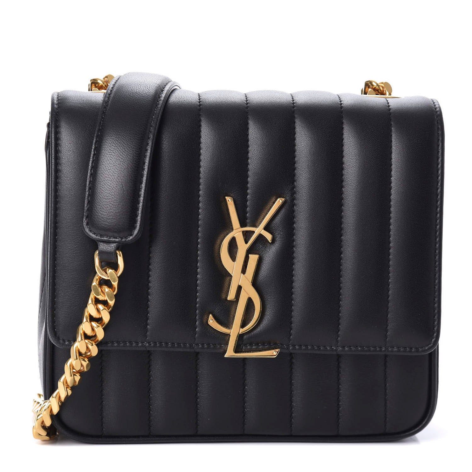 Saint Laurent Lambskin Matelasse Monogram Medium Vicky Chain Bag Black 1 of 8