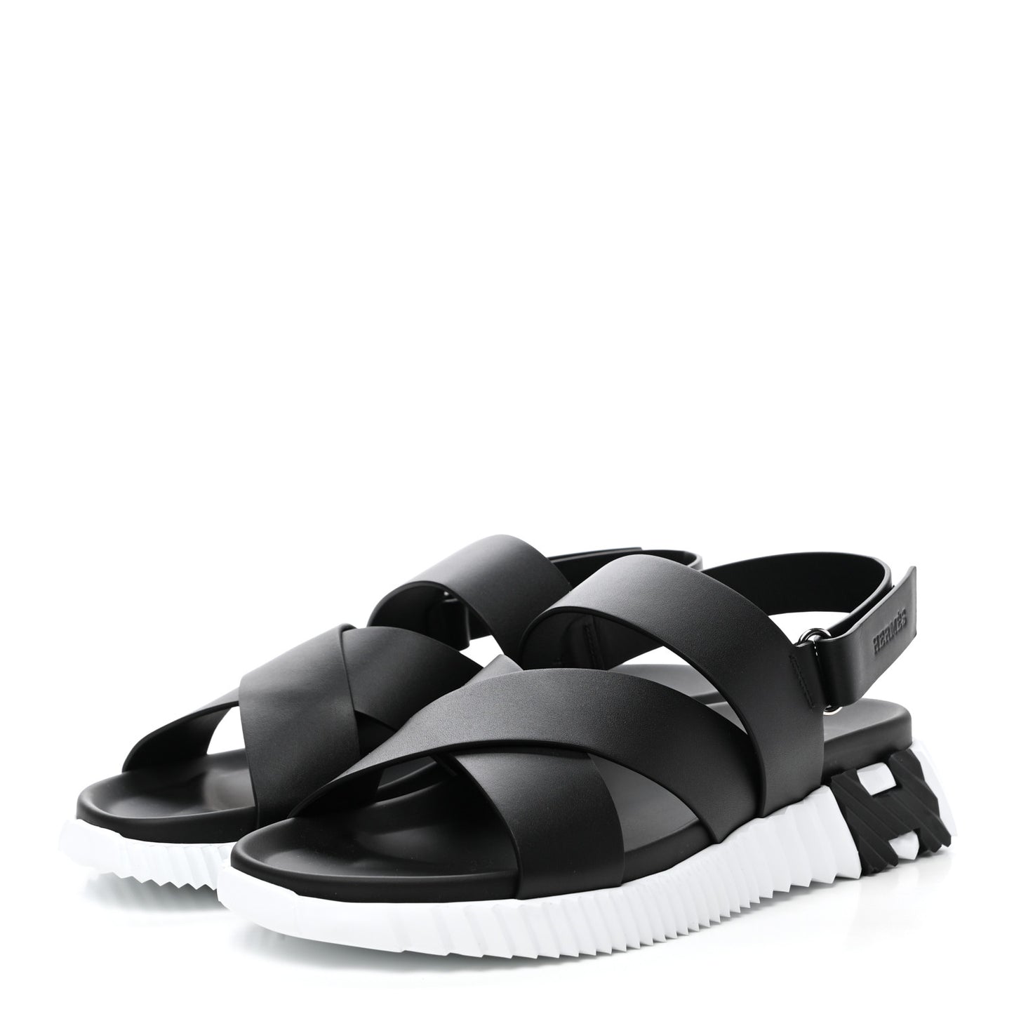 Calfskin Goatskin Mens Electric Sandals 44 Black White