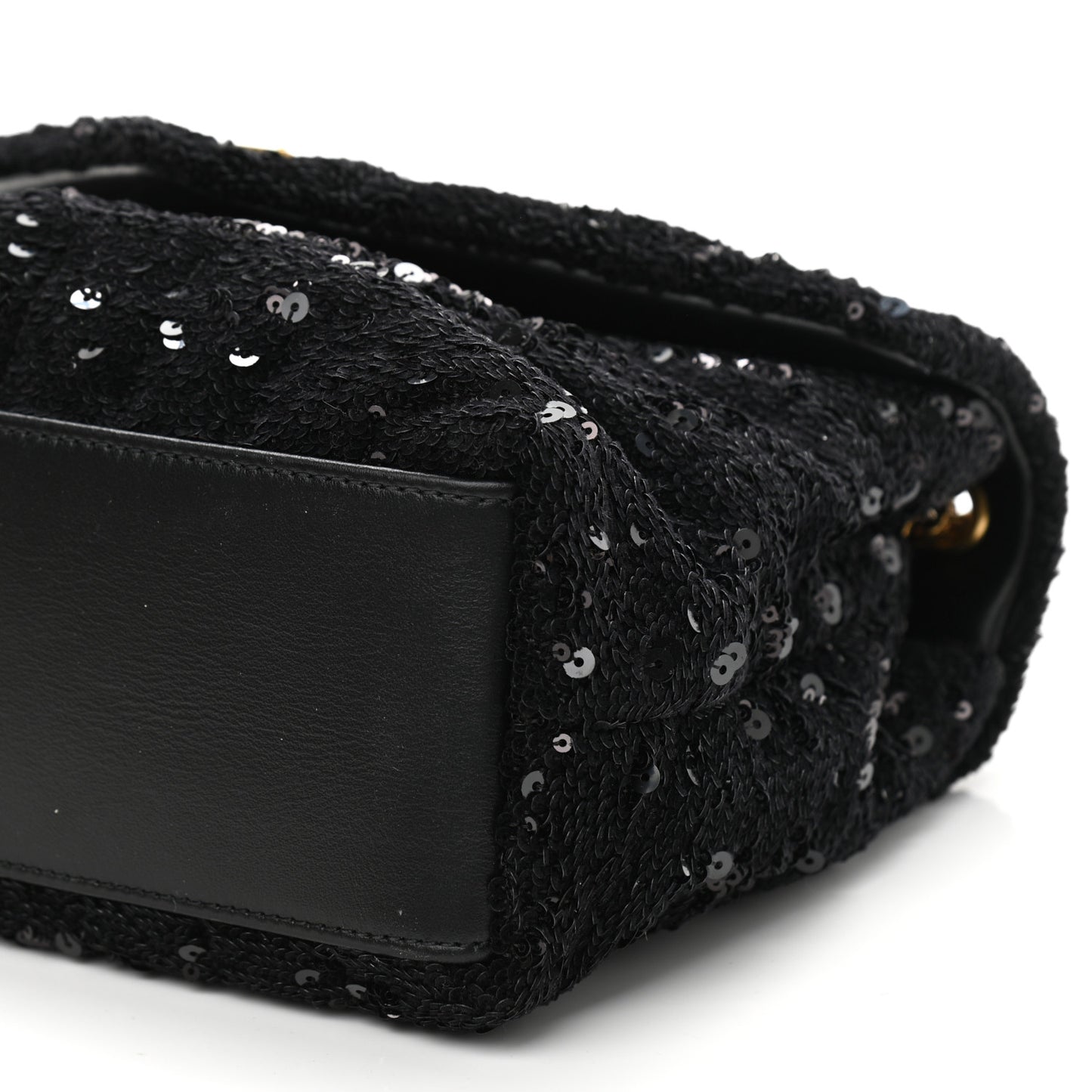 Sequin Y Quilted Monogram Small Loulou Chain Satchel Black