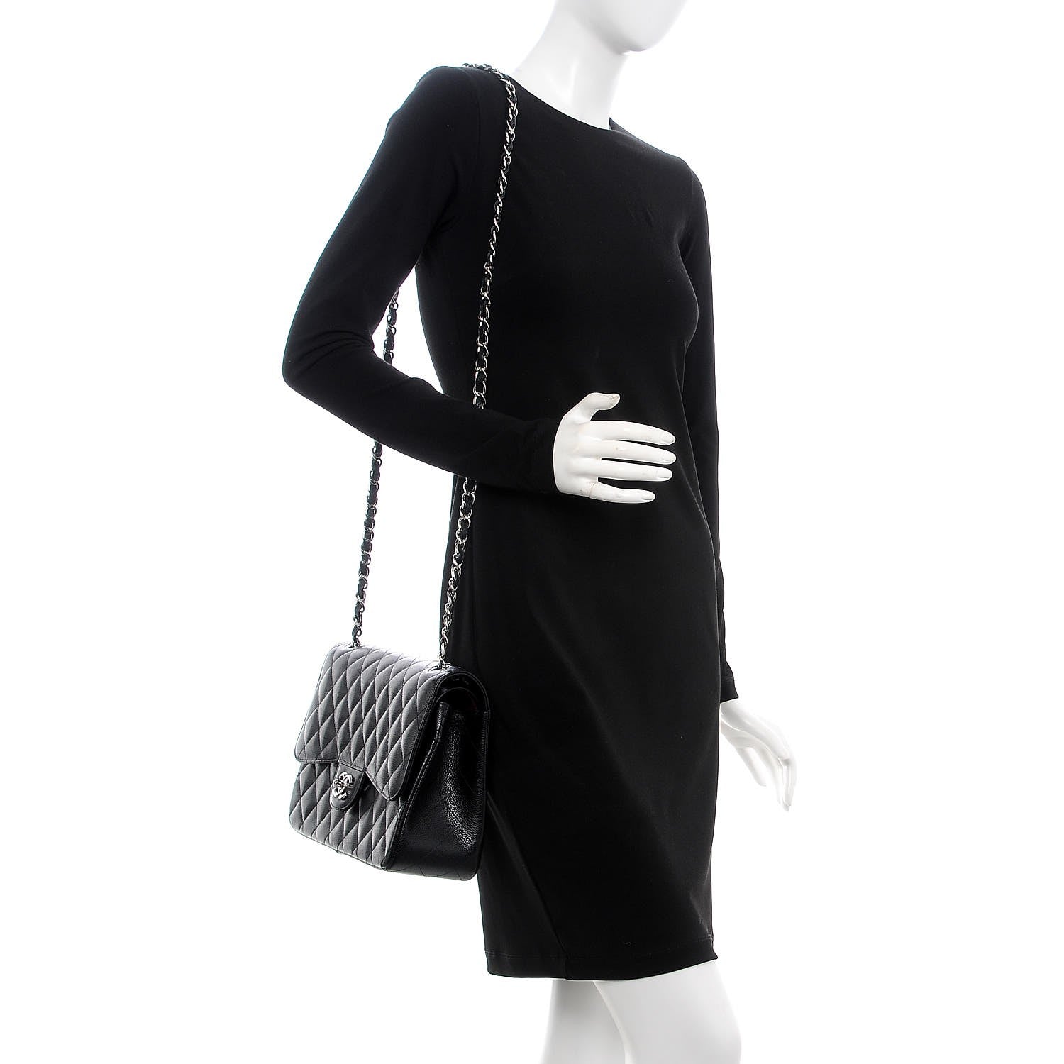 Chanel Caviar Quilted Jumbo Double Flap Black 2 of 10