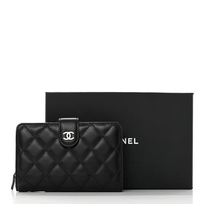 Chanel Lambskin Quilted Zipped Pocket Wallet Black 15 of 15