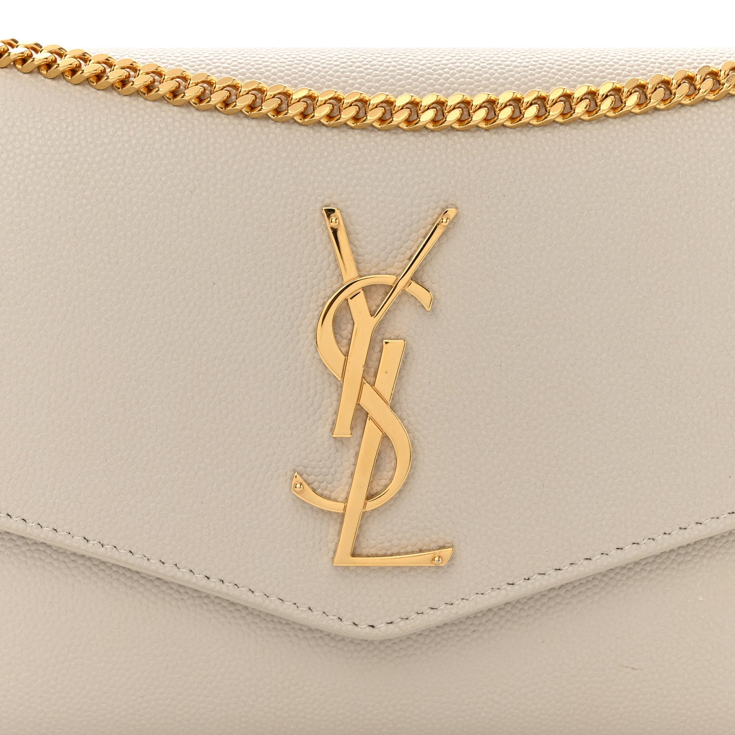 Saint Laurent Grain De Poudre Monogram Uptown Chain Wallet Crema Soft 8 of 10