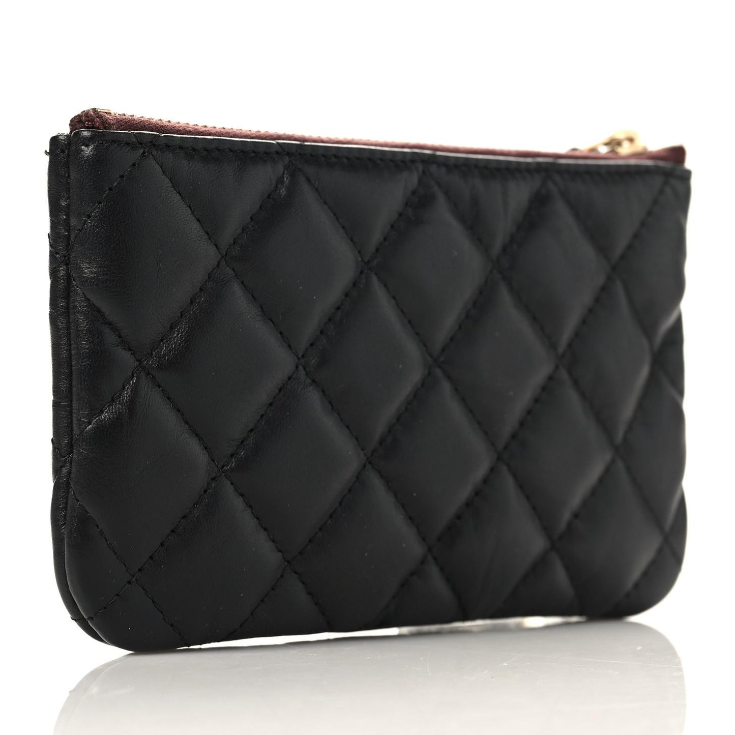 Aged Calfskin Quilted Small Lucky Charms Cosmetic Case Black