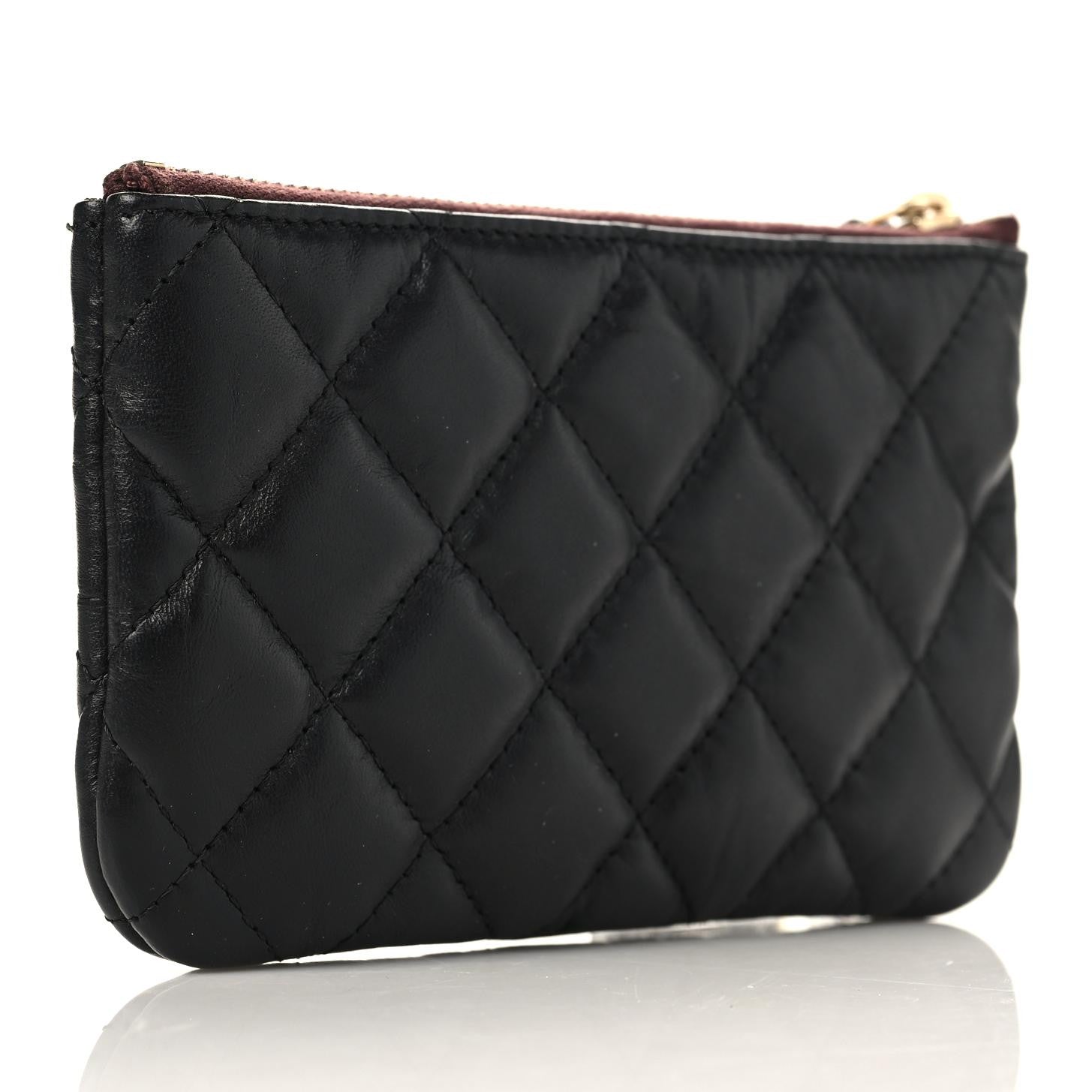 Chanel Aged Calfskin Quilted Small Lucky Charms Cosmetic Case Black 4 of 8