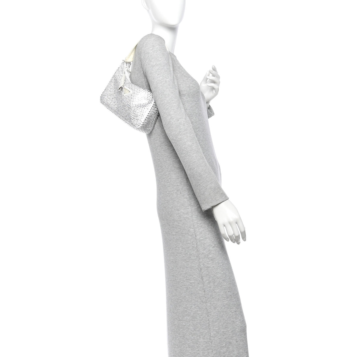 Satin Crystal Mini Re-Edition 2000 Bag White
