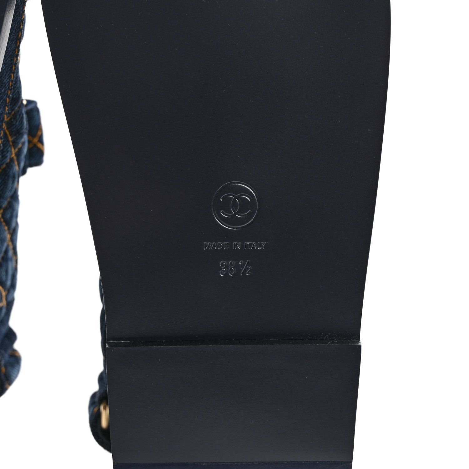 Chanel Denim Velcro Dad Sandals 38.5 Navy Blue 6 of 9