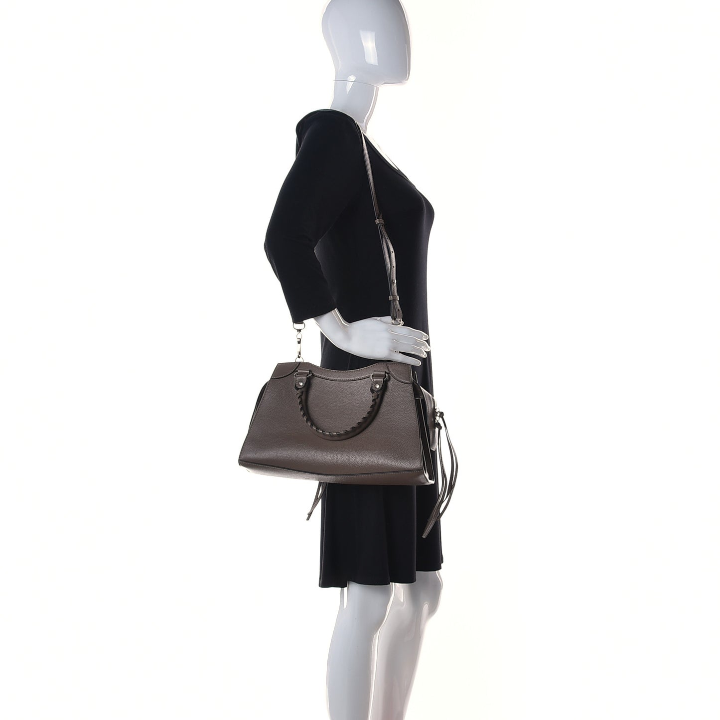 Grained Calfskin Neo Classic Silver Hardware S City Mink Grey