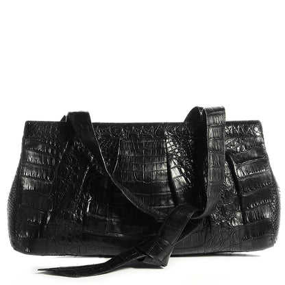 Nancy Gonzalez Crocodile Pleated Shoulder Bag Black 1 of 7