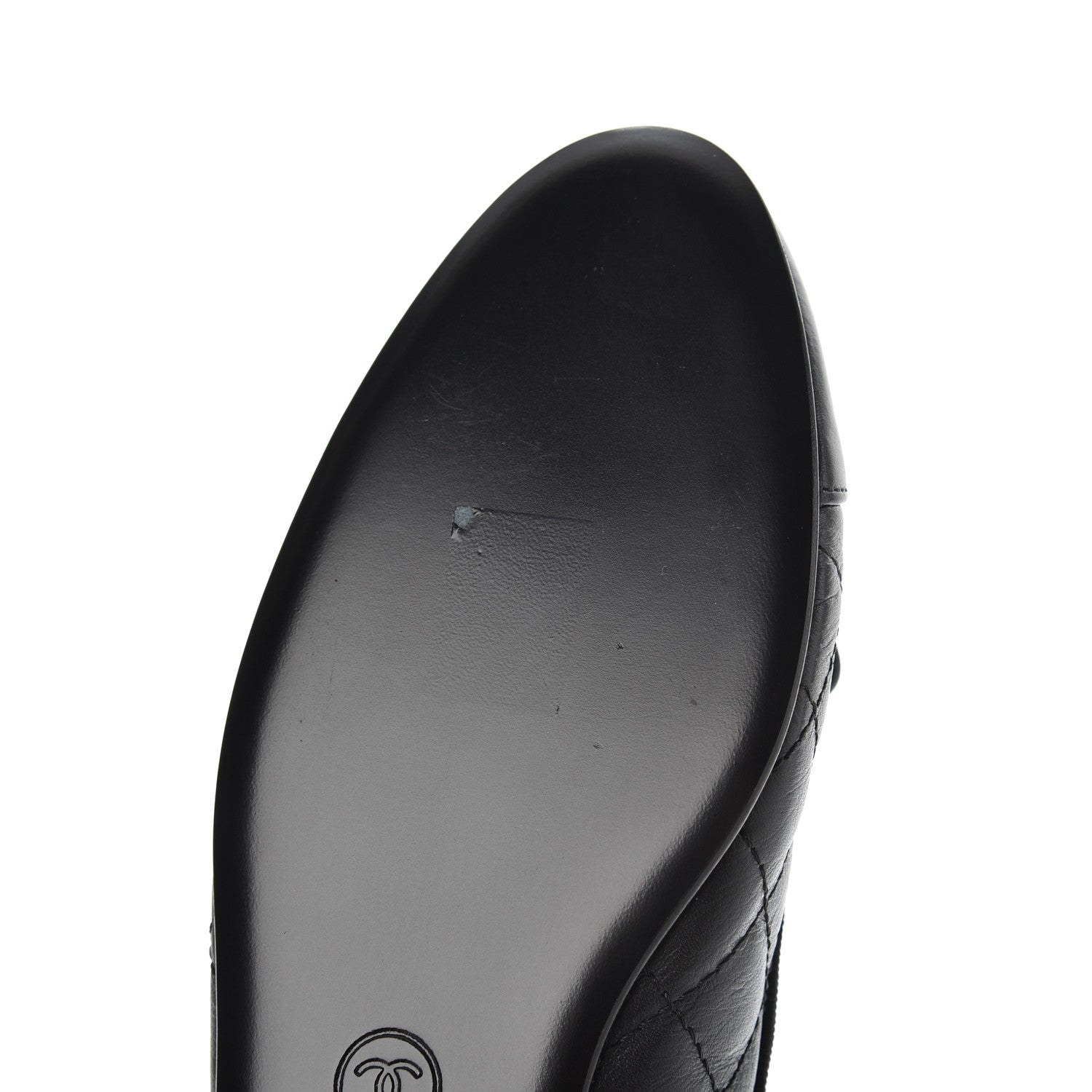 Chanel Aged Calfskin Quilted CC Cap Toe Ballerina Flats 39 Black 9 of 12