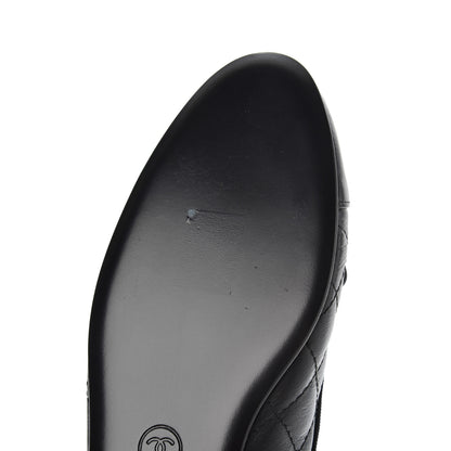 Chanel Aged Calfskin Quilted CC Cap Toe Ballerina Flats 39 Black 9 of 12