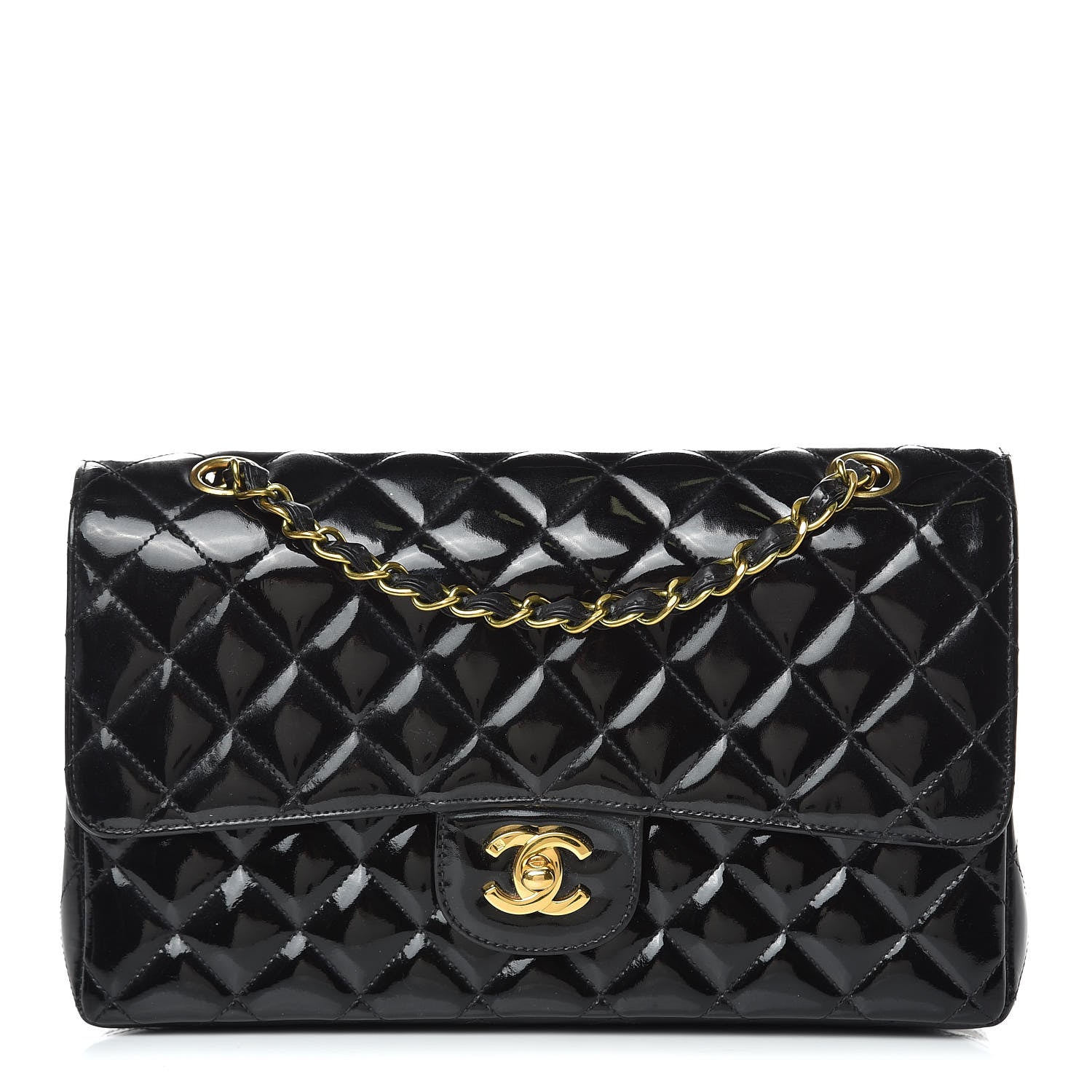 Chanel Patent Quilted Medium Double Flap Black 1 of 18