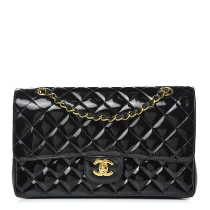 Chanel Patent Quilted Medium Double Flap Black 1 of 18