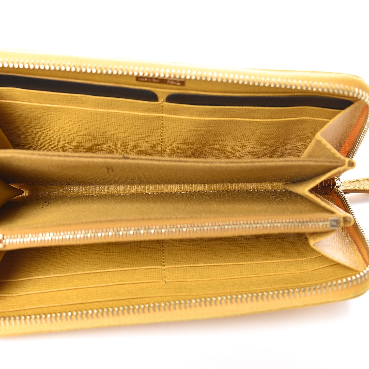 Fendi Vitello Elite Zip Around Wallet Yellow 5 of 9