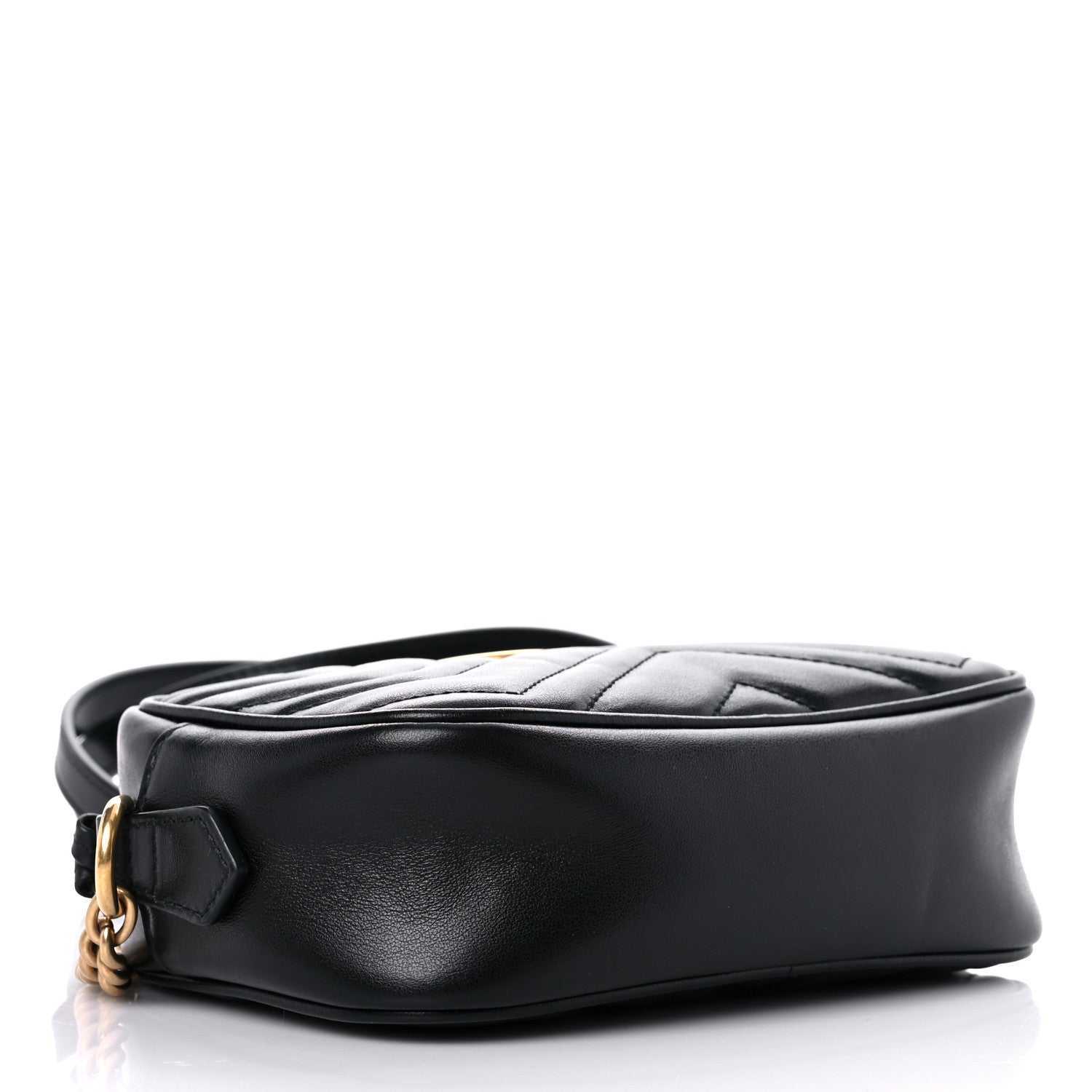 Gucci Calfskin Matelasse Mini GG Marmont Chain Shoulder Bag Black 4 of 9